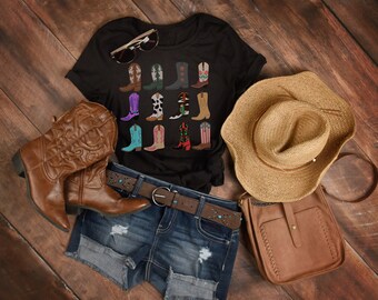 Cowboy Boots Shirt, Cowgirl Boots Shirt, Country Concert Shirt, Western Shirt, Country Music Shirt, Wild West Shirt, Boots Shirt, Faded Look