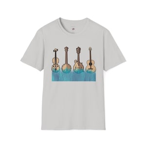 Bluegrass Shirt, Blue Grass Instruments Shirt, Music Shirt, Hillbilly Music Shirt, Mandolin, Fiddle, Guitar, Banjo