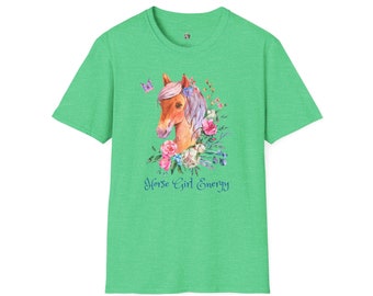 Koszulka Horse Girl Energy, koszulka dla dziewczynek, koszulka dla kobiet, miłośniczka koni