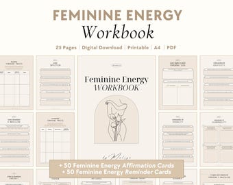 Feminine Energy Workbook | Divine Feminine, Goddess, Light & Dark Feminine, Femme Fatale, High Value Woman, Confidence, Intuition Femininity
