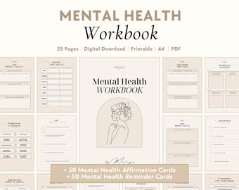 Mental Health Workbook | Emotions Wheel, Overthinking, Anxiety, Boundaries, Coping Skills, First Aid Kit, Self-Care, Emotional Intelligence