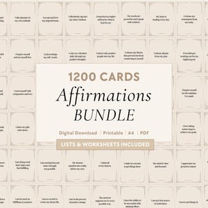 1200 Daily Affirmations Bundle | Oracle Cards - Self-Love, Mindset, Money, Confidence, Mental Health, Healing, Growth, Quotes, Card Deck