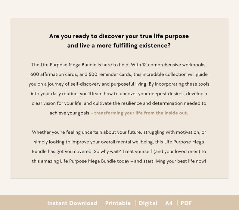 Life Purpose Bundle | Workbooks & Planner - Ikigai, Passion, Core Values, Manifest Dream Life Mission, Dream Job, Career Guide, North Star image 2