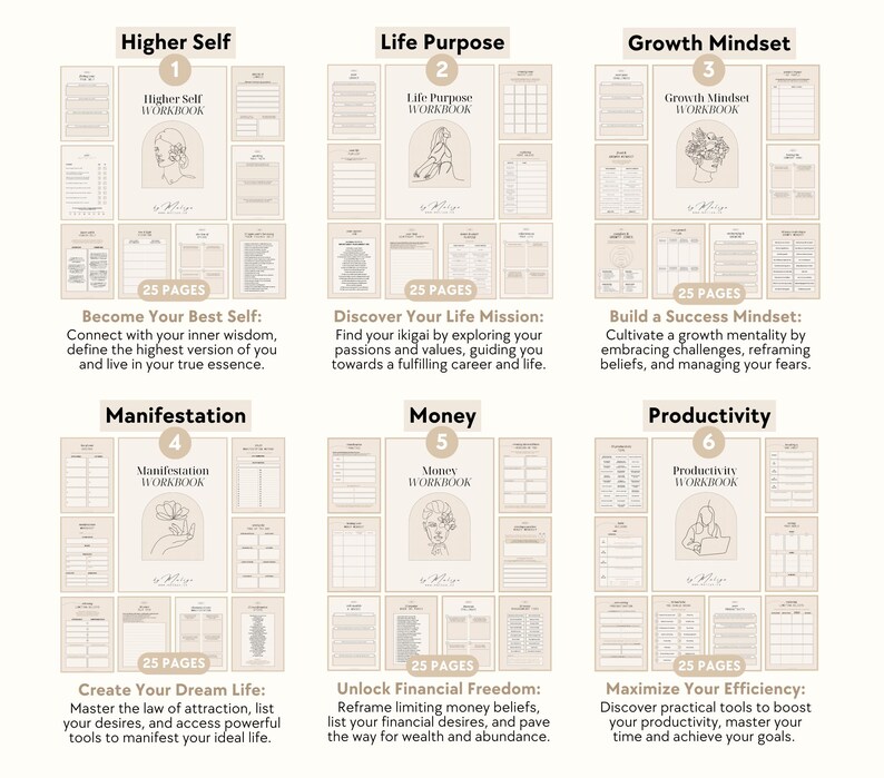 Higher Self Bundle | Workbooks - Best Self, Confidence, Self-Esteem, Feminine Energy, Manifest Dream Life, Self-Concept, Spirituality image 4