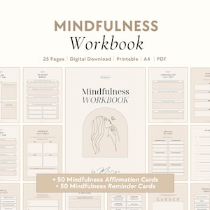 Mindfulness Workbook | Self-Care, Gratitude, Mindful Eating, Mental Health, Stress Management, Breathing Techniques, Meditation, Grounding