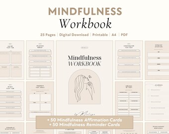 Mindfulness Workbook | Self-Care, Gratitude, Mindful Eating, Mental Health, Stress Management, Breathing Techniques, Meditation, Grounding