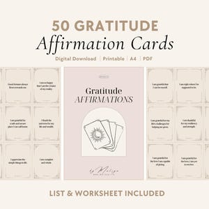 Gratitude Affirmations | Oracle Cards - Positive Thinking & Mindset, Daily Gratitude, Happiness, Mindfulness, Thankful Mindset, Self-Care