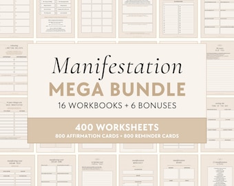 Manifestation Bundle | Workbooks & Planner - Law of Attraction, Dream Life, Money, Life Goals, Feminine Energy, Dream Partner, Spirituality