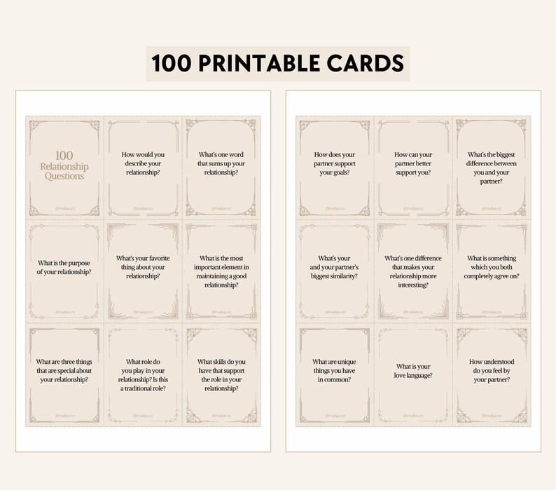 100 Relationship Question Cards | Couples Conversation Starters, Deep Talk, Card Game, Date Night, Intimacy, Connection, Journal Prompts image 4
