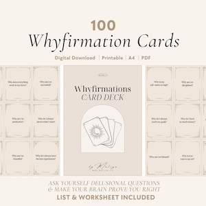 100 Whyfirmation Cards | Positive Affirmations, Higher Self, Mindset Transformation, Self-Concept, Manifestation, Dream Life, Confidence