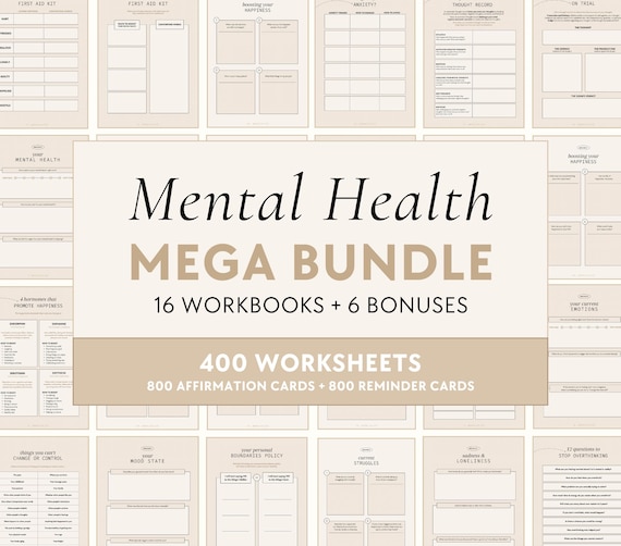 Mental Health Bundle | Workbooks - Shadow Work, Inner Child, Healing, Therapy, Emotional Intelligence, Mindfulness, Self-Love, Self-Care
