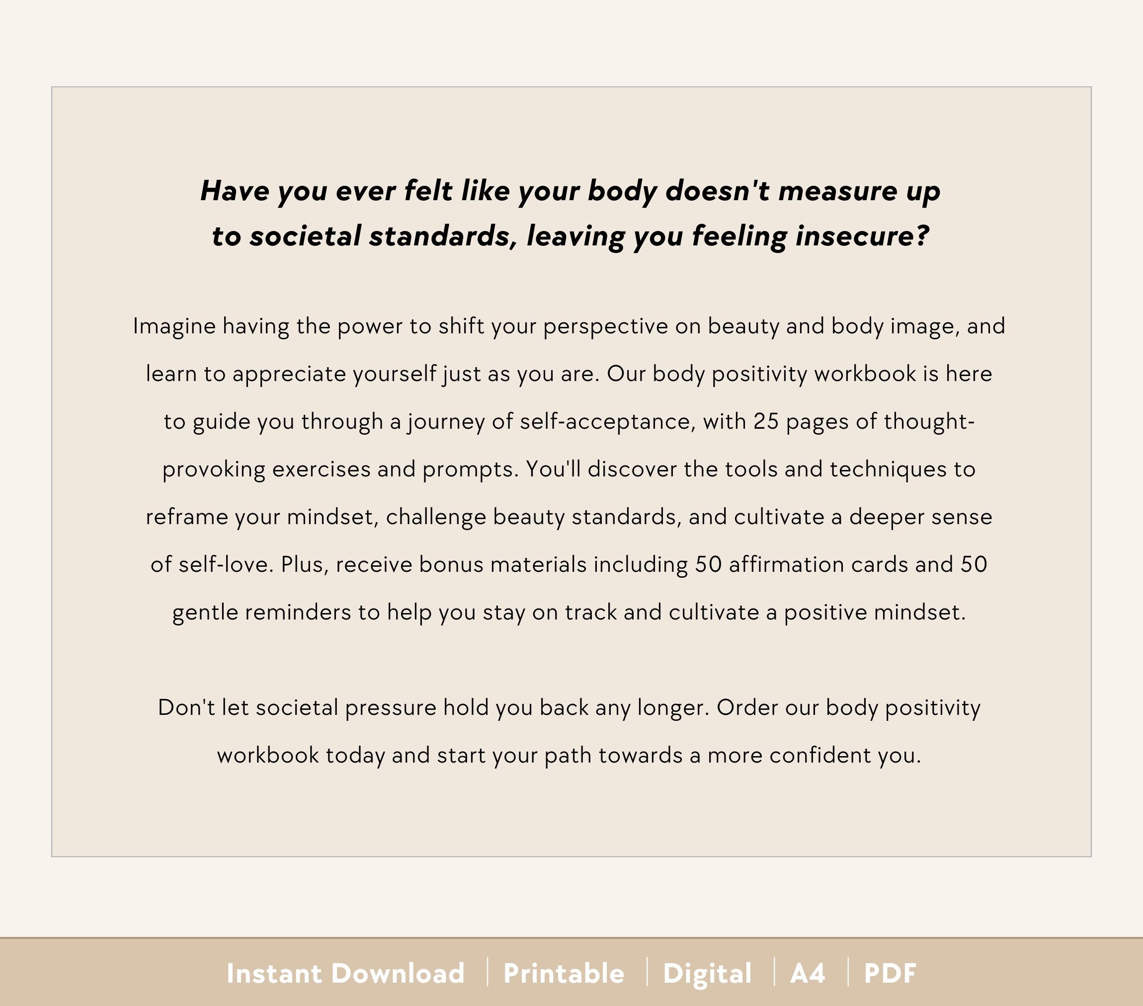 Body Positivity Workbook | Body Image, Self-love, Confidence ...