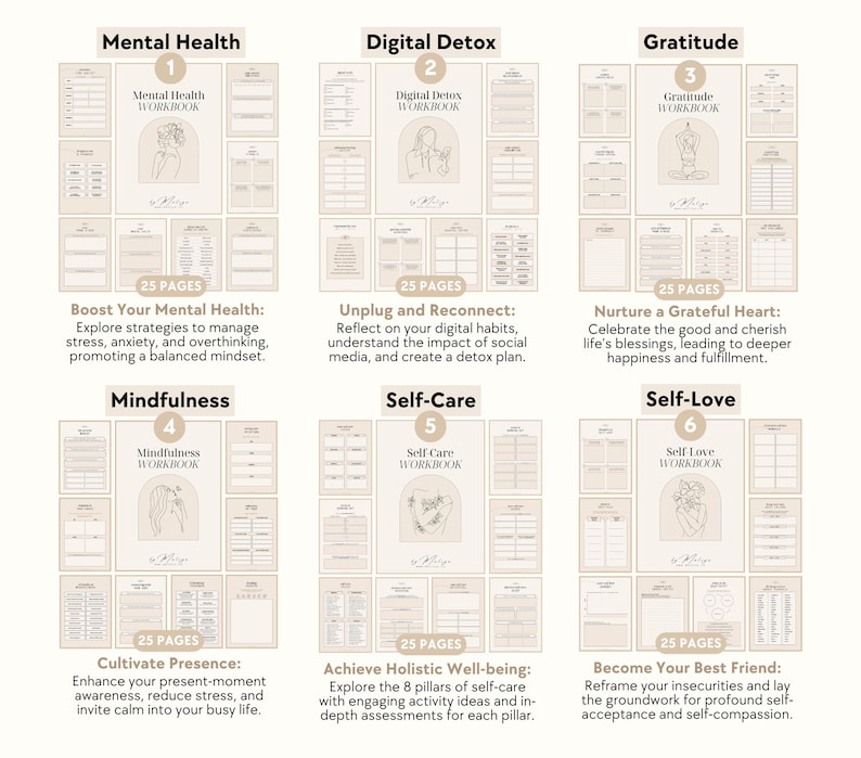 Mental Health Bundle | Workbooks - Shadow Work, Inner Child, Healing, Therapy, Emotional Intelligence, Mindfulness, Self-Love, Self-Care image 4