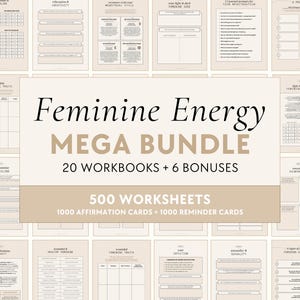 Feminine Energy Bundle | Workbooks - Manifest Dream Life, High Value Woman, Dating, Light & Dark Feminine, Confidence, Body Positivity