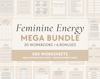 Feminine Energy Bundle | Workbooks - Manifest Dream Life, High Value Woman, Dating, Light & Dark Feminine, Confidence, Body Positivity