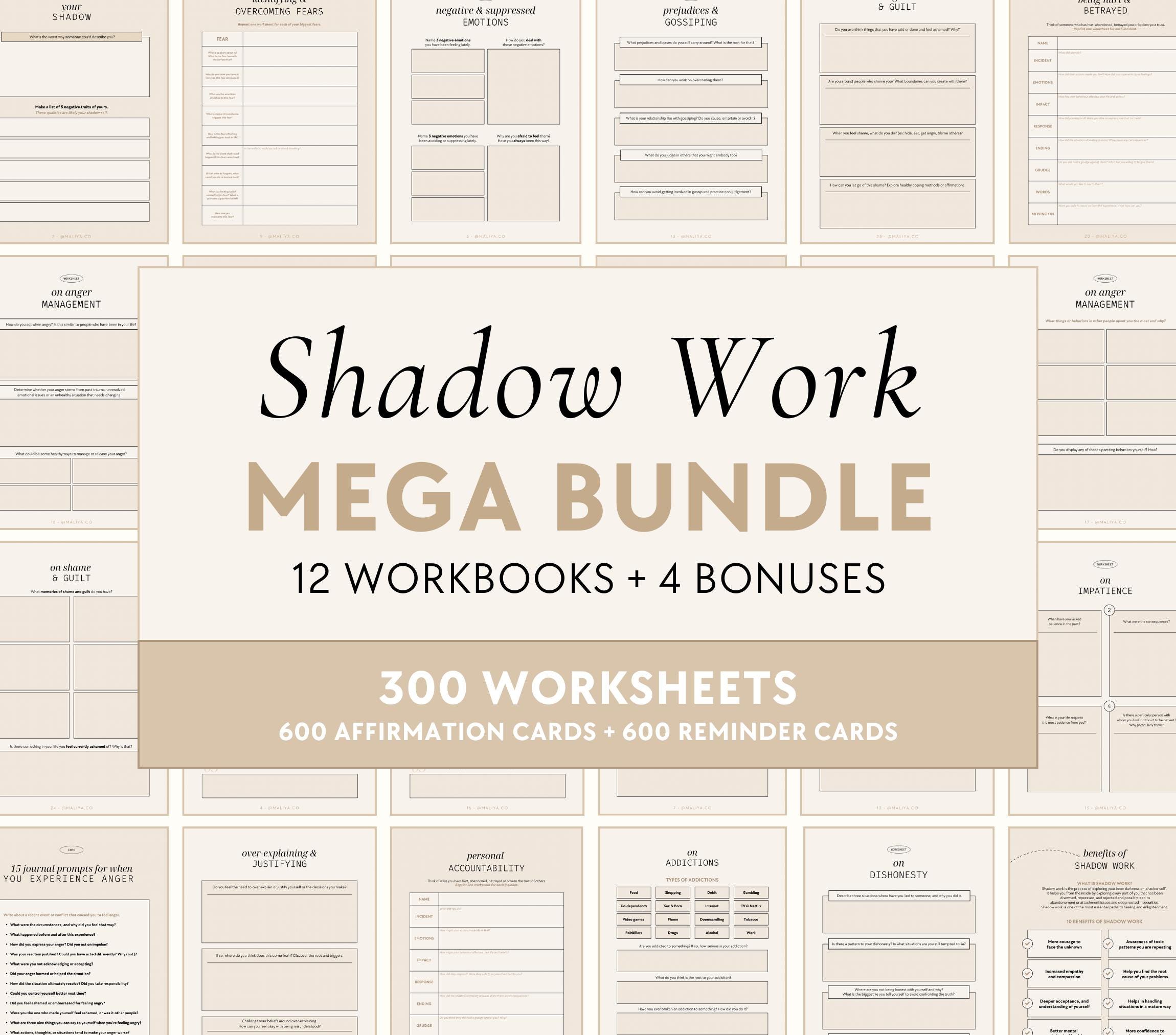 Shadow Work Bundle | Workbooks - Inner Child, Ancestral Healing, Feminine Energy, Mental Health, Higher Self, Growth Mindset, Mindfulness