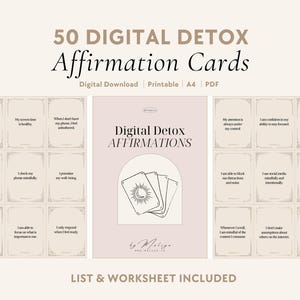 Digital Detox Affirmations | Oracle Cards - Digital Wellness, Social Media, Mindfulness, Mental Clarity, Self-Care, Growth, Productivity