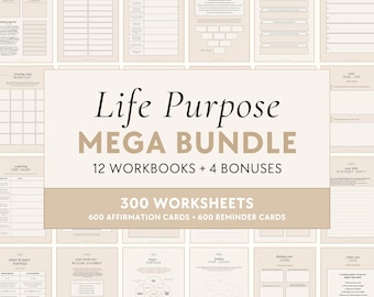 Life Purpose Bundle | Workbooks & Planner - Ikigai, Passion, Core Values, Manifest Dream Life Mission, Dream Job, Career Guide, North Star