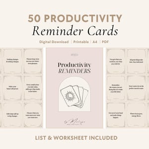 Productivity Reminders | Oracle Cards - Discipline, Motivation, Focus & Energy, Reaching Goals, Building Habits, Growth Mindset, Success