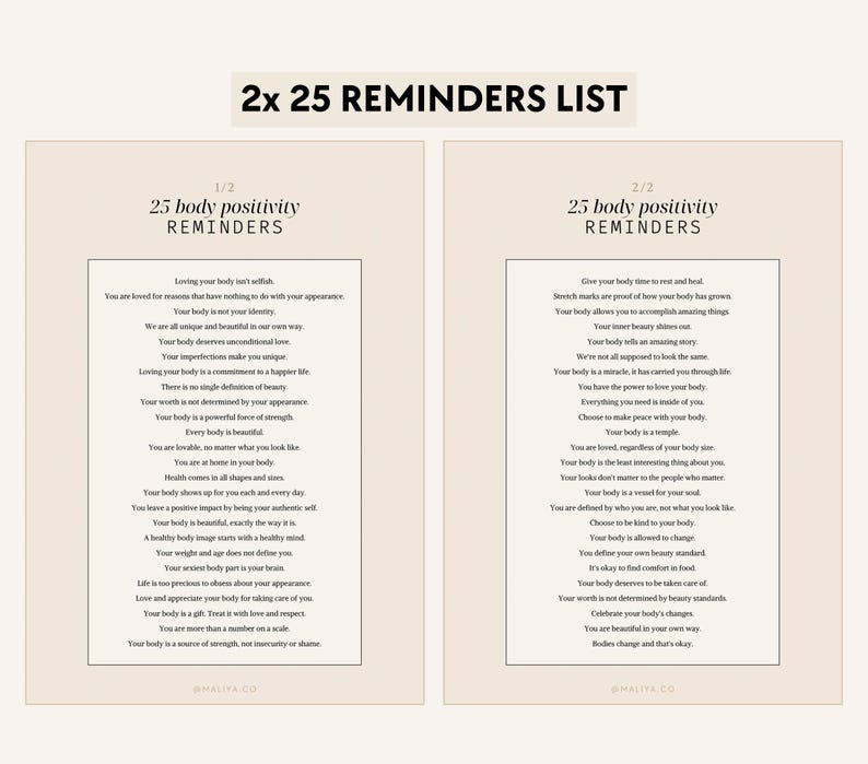 Body Positivity Reminders | Oracle Cards - Body Image, Feeling ...