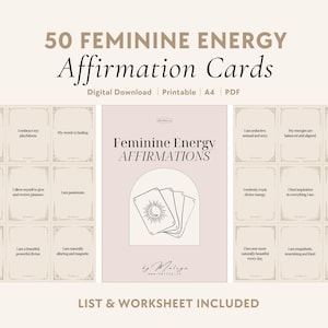 Feminine Energy Affirmations | Oracle Cards - Sensuality, Femininity, Self-Confidence, Femme Fatale, Body Positivity, Feminine Aura