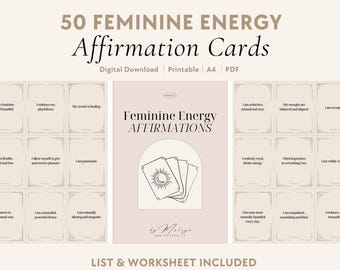 Feminine Energy Affirmations | Oracle Cards - Sensuality, Femininity, Self-Confidence, Femme Fatale, Body Positivity, Feminine Aura