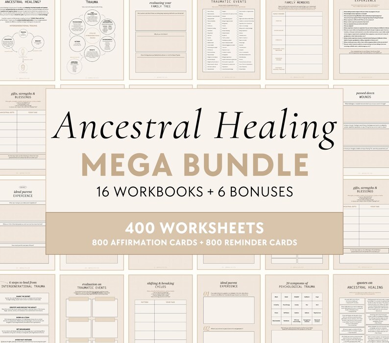 Ancestral Healing Bundle | Workbooks - Generational Trauma & Curses, Breaking Cycles, Inner Child, Shadow Work, Family Trauma, Mental Health image 1