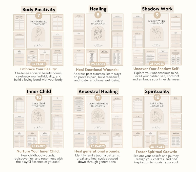 Mental Health Bundle | Workbooks - Shadow Work, Inner Child, Healing, Therapy, Emotional Intelligence, Mindfulness, Self-Love, Self-Care image 5