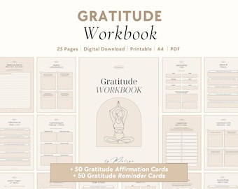 Gratitude Workbook | Positive Thinking & Mindset, Mindfulness, Daily Gratitude, Mental Health, Happiness, Self-Care, Spirituality, Journal
