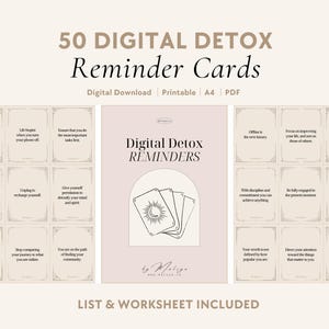 Digital Detox Reminders | Oracle Cards - Digital Wellness, Social Media Break, Productivity, Mindfulness, Self-Awareness, Mental Clarity