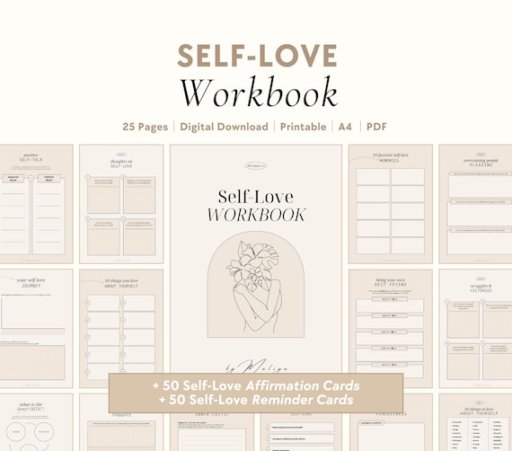 Self-Love Workbook | Positive Self-Talk, Confidence, Self-Esteem, Solo Dates, Body Positivity, Healing, Mindset, Self-Care, Love Languages