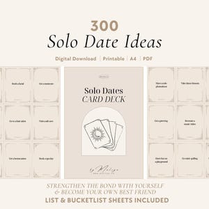 300 Solo Date Idea Cards | Printable Cards, Self-Love Activities, Creative Date Ideas, Solo Dating, Self-Care Activities, Date Night Jar