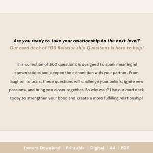 100 Relationship Question Cards | Couples Conversation Starters, Deep Talk, Card Game, Date Night, Intimacy, Connection, Journal Prompts image 2