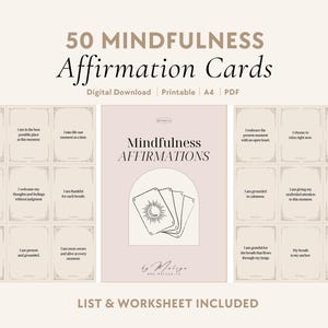 Mindfulness Affirmations | Oracle Cards - Presence, Gratitude, Grounding, Mental Health, Self-Care, Purpose, Spirituality, Meditation Cards