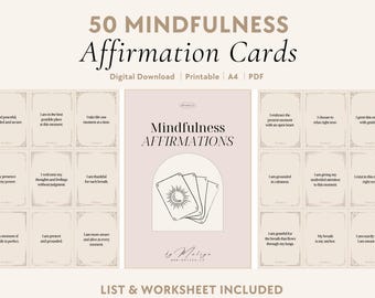Mindfulness Affirmations | Oracle Cards - Presence, Gratitude, Grounding, Mental Health, Self-Care, Purpose, Spirituality, Meditation Cards