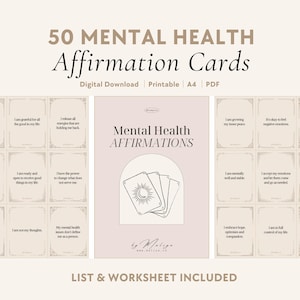 Mental Health Affirmations | Oracle Cards - Overthinking, Anxiety, Emotions, Boundaries, Self-Therapy, Healing, Self-Love, Inner Child