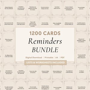 1200 Daily Reminders Bundle | Oracle Cards - Self-Love, Mindset, Confidence, Mental Health, Motivation, Healing, Growth, Quotes, Card Deck