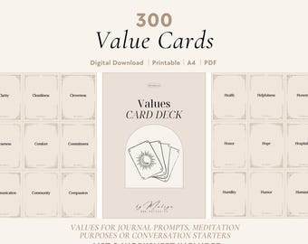 300 Value Cards | Purpose & Intention Cards, Spiritual Guidance, Inspiration Deck, Moral Core Values, Oracle Cards, Guided Meditation
