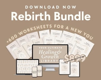 Rebirth Bundle | Transformation Workbooks, Worksheets, Planner, Journal, Reinvent Yourself, Personal Growth, Healing, Mindset, Manifestation