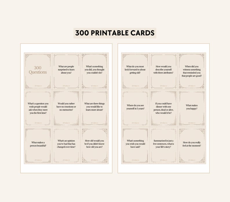 300 Question Cards | Deep Talk, Conversation Starters, Date Night ...