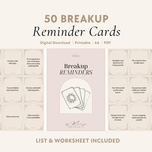 Breakup Reminders | Oracle Cards - Rebuild Yourself, Recovery, Divorce, Emotional Detachment, Self-Love, Healing, Mental Health, Shadow Work