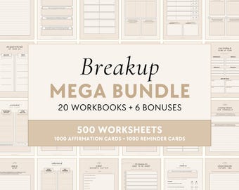 Breakup Bundle | Workbooks - Recovery, Divorce, Care Package, Therapy, Self-Care, Healing, Mental Health, Glow Up Plan, Shadow Work