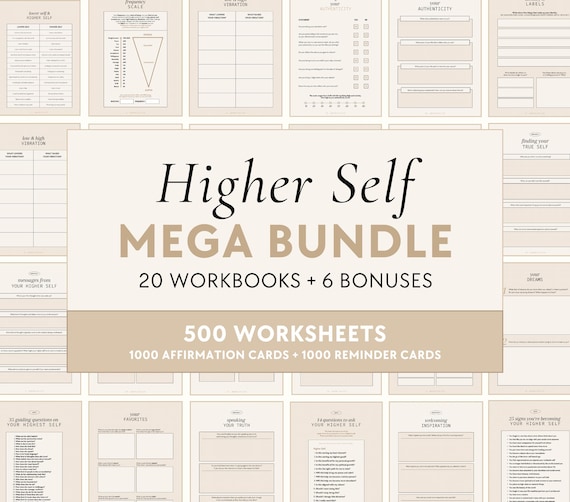 Higher Self Bundle | Workbooks - Best Self, Confidence, Self-Esteem, Feminine Energy, Manifest Dream Life, Self-Concept, Spirituality
