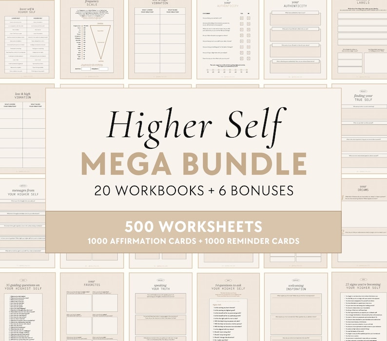 Higher Self Bundle | Workbooks - Best Self, Confidence, Self-Esteem, Feminine Energy, Manifest Dream Life, Self-Concept, Spirituality image 1
