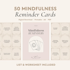 Mindfulness Reminders | Oracle Cards - Grounding, Presence, Gratitude, Mental Health, Self-Care, Meditation, Spirituality, Life Purpose