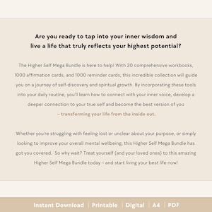 Higher Self Bundle | Workbooks - Best Self, Confidence, Self-Esteem, Feminine Energy, Manifest Dream Life, Self-Concept, Spirituality image 2