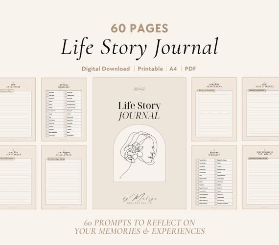 Life Story Journal | Writing Prompts, Guided Biography, Memory Book, Memoir Legacy, Guided Journal, Self-Discovery, Growth Journal, Memories