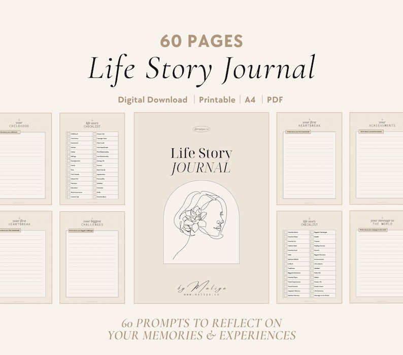 Life Story Journal | Writing Prompts, Guided Biography, Memory Book, Memoir Legacy, Guided Journal, Self-Discovery, Growth Journal, Memories image 1