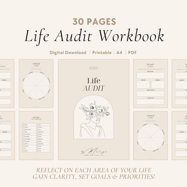 Life Audit Workbook | 2024 Wheel of Life, Life Reset, Assessment, Personal Growth, Life Planner, Self-Discovery, Self-Growth, Goal Setting