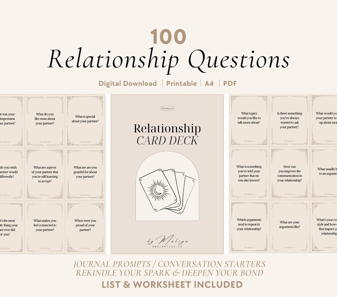 100 Relationship Question Cards | Couples Conversation Starters, Deep ...